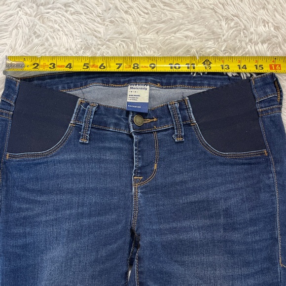 Old Navy ROCKSTAR MATERNITY SIZE 6 Dark Blue DISTRESSED Women's Skinny Jeans - Picture 5 of 8